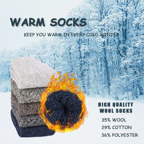 Moyel 5 Pairs Thick Warm Wool Socks - Cozy Thermal Winter Socks for Women - Small Gifts for Mom, Grandma, Wife