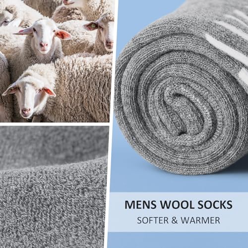 SIMIYA Wool Socks for Men, Warm Thermal Winter Socks for Cold Weather - Cozy Work Boot Hiking Crew Sock (5 Pairs, Size 6-13)
