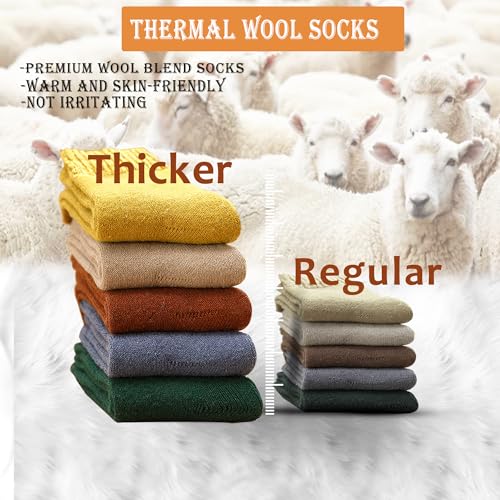 VoJoPi Warm Winter Thick Cozy Fuzzy Crew Thermal Boot Socks - 5 Pairs
