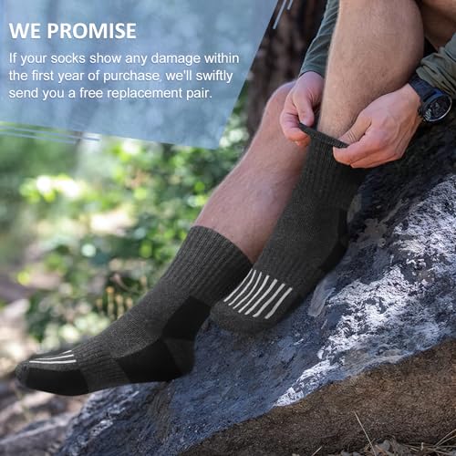 SIMIYA Wool Socks for Men, Warm Thermal Winter Socks for Cold Weather - Cozy Work Boot Hiking Crew Sock (5 Pairs, Size 6-13)