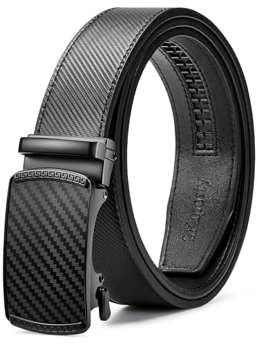 SKiporty Mens Belt,Ratchet Belts for Men Leather 1 3/8'' Adjustable for Dress Jeans,Comfort Trim to Fit