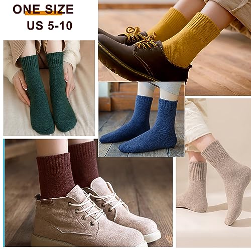 VoJoPi Warm Winter Thick Cozy Fuzzy Crew Thermal Boot Socks - 5 Pairs