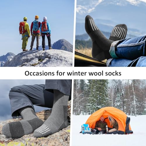SIMIYA Wool Socks for Men, Warm Thermal Winter Socks for Cold Weather - Cozy Work Boot Hiking Crew Sock (5 Pairs, Size 6-13)