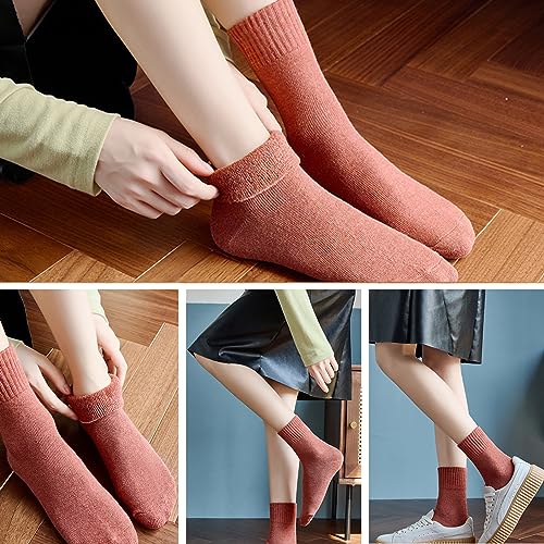 VoJoPi Warm Winter Thick Cozy Fuzzy Crew Thermal Boot Socks - 5 Pairs