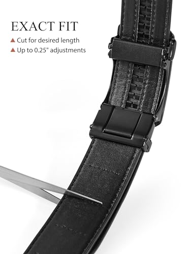 SKiporty Mens Belt,Ratchet Belts for Men Leather 1 3/8'' Adjustable for Dress Jeans,Comfort Trim to Fit