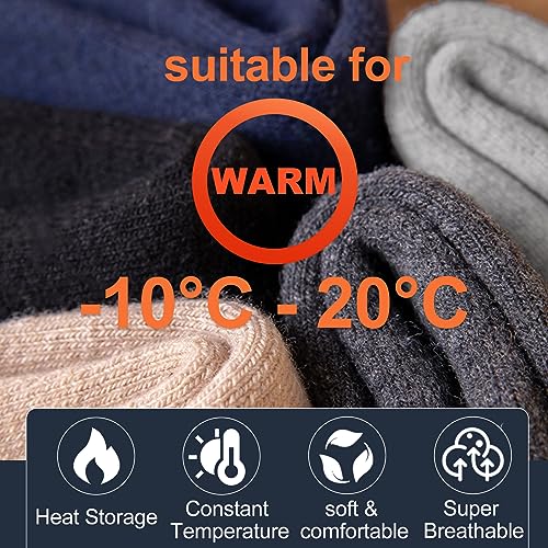 MOSOTECH 5 Pairs Warm Wool Socks for Men, Size 7-12, Thick Thermal Socks Cozy Boot Socks for Cold Winter