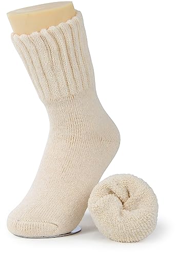 Weweya Boot Socks - Warm Winter Cabin Socks, Thermal Thick Wool, Soft Gift for Women, 3 Pairs Cream