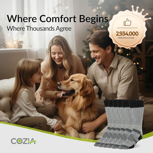 COZIA Merino Wool Socks for Men and Women Warm thermal Boot Hiking Socks 3 Pairs ML
