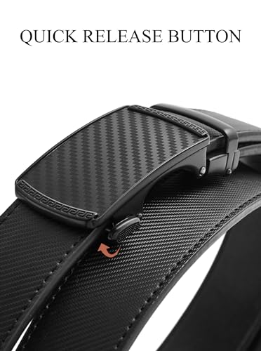 SKiporty Mens Belt,Ratchet Belts for Men Leather 1 3/8'' Adjustable for Dress Jeans,Comfort Trim to Fit