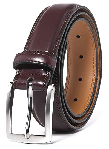 Fabio Valenti Mens Belts Red, 32MM Casual Belt with Pin Buckle (34, Wine Red)