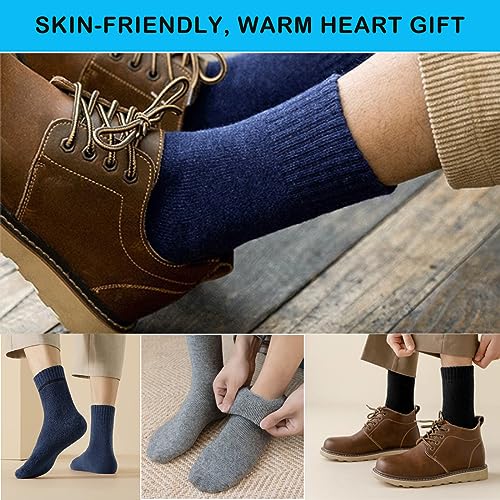 MOSOTECH 5 Pairs Warm Wool Socks for Men, Size 7-12, Thick Thermal Socks Cozy Boot Socks for Cold Winter