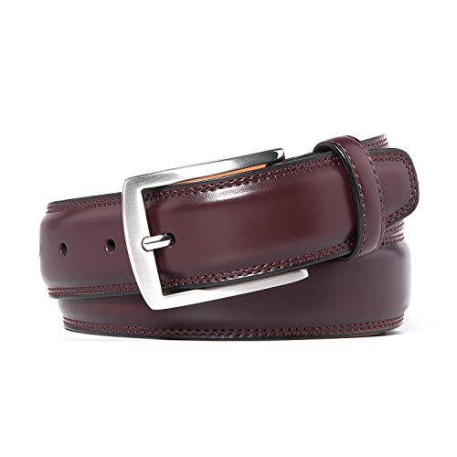 Fabio Valenti Mens Belts Red, 32MM Casual Belt with Pin Buckle (34, Wine Red)