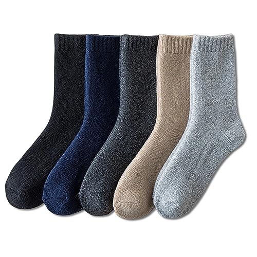 MOSOTECH 5 Pairs Warm Wool Socks for Men, Size 7-12, Thick Thermal Socks Cozy Boot Socks for Cold Winter