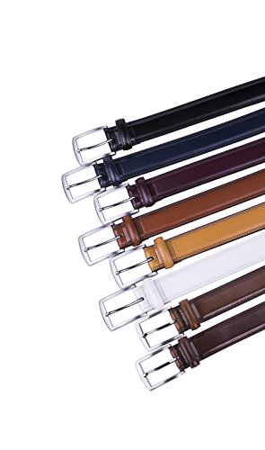 Fabio Valenti Mens Belts Red, 32MM Casual Belt with Pin Buckle (34, Wine Red)