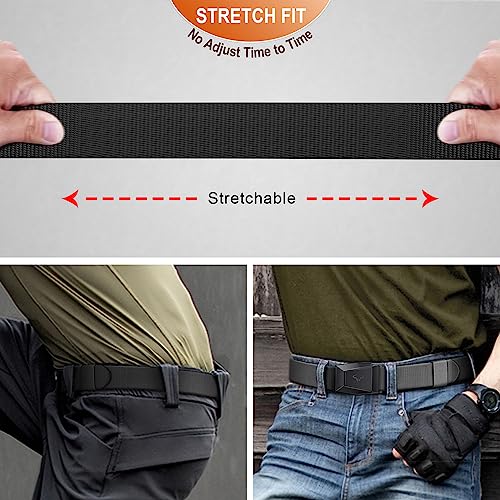 BULLIANT Men Belt 2 Pack,Nylon Web Holster Belt Stretch for Gift Men Outdoor Work Sports Hunting Hiking,Quick Release(Black/Dark Gray,34"-38" Waist Adjustable)