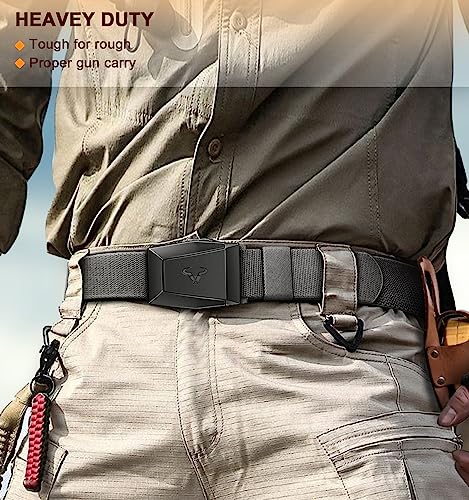 BULLIANT Men Belt 2 Pack,Nylon Web Holster Belt Stretch for Gift Men Outdoor Work Sports Hunting Hiking,Quick Release(Black/Dark Gray,34"-38" Waist Adjustable)