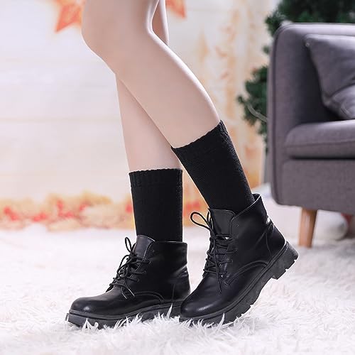 LINEMIN Wool Socks for Women Winter Warm Hiking Thick Warm Cozy Boot Crew Gift Socks 5 Pairs (Purple/Blue/Black/Dark Gray/Light Gray)