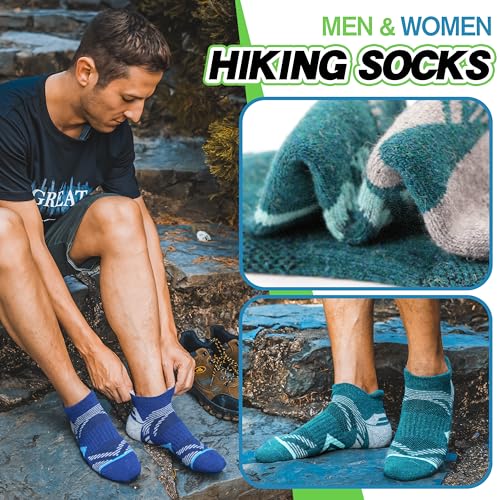 ANTSANG Merino Wool Ankle Hiking Socks Compression Warm Thermal Thick Athletic Cushion Winter Running No Show Moisture Wicking Socks Gifts Stocking Stuffers for Women Men 6 Pairs(Assorted,L)