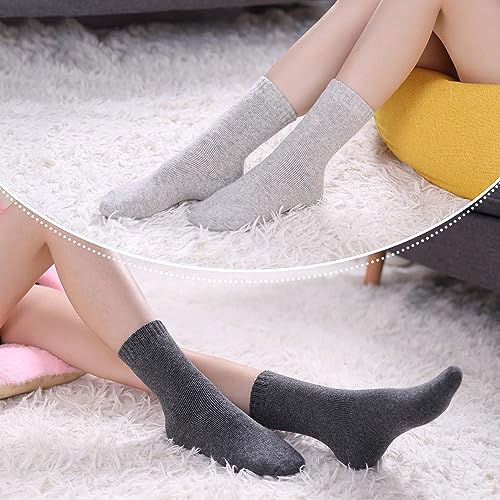 LINEMIN Wool Socks for Women Winter Warm Hiking Thick Warm Cozy Boot Crew Gift Socks 5 Pairs (Purple/Blue/Black/Dark Gray/Light Gray)