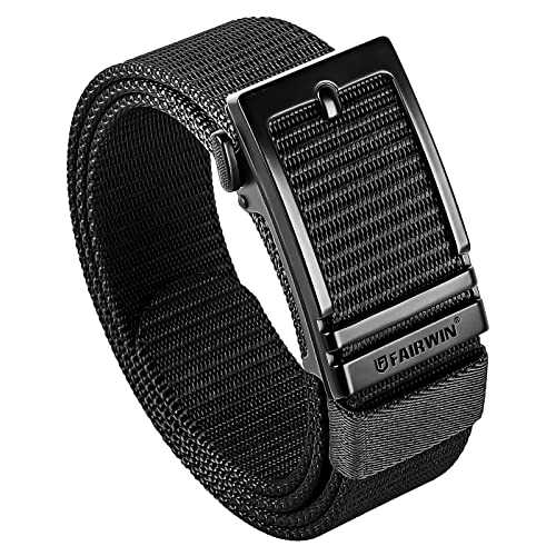 FAIRWIN Ratchet Belts for Men Golf Web Belt Jeans with Automatic Buckle Adjustable Tactical Nylon Mens Carry Belt
