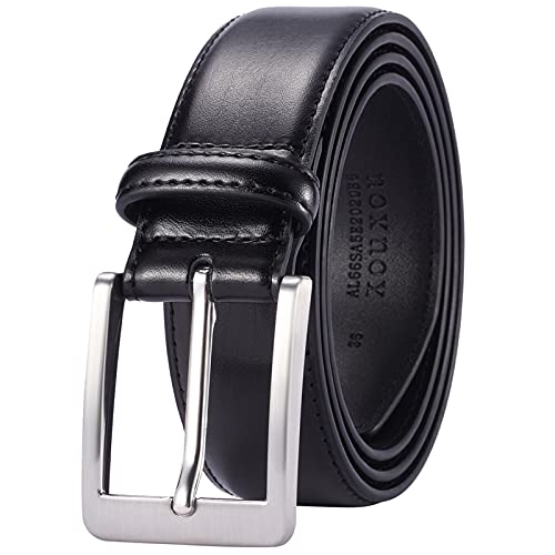 XOUXOU Men's Casual Leather Jeans Belts Classic Work Business Dress Belt with Prong Buckle for Men (Black (S101), 38 (Waist 36))