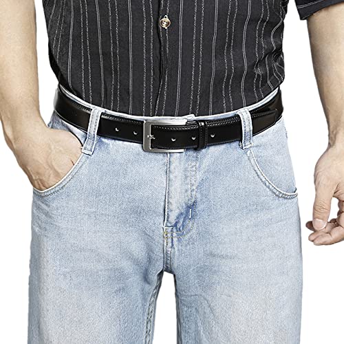 XOUXOU Men's Casual Leather Jeans Belts Classic Work Business Dress Belt with Prong Buckle for Men (Black (S101), 38 (Waist 36))