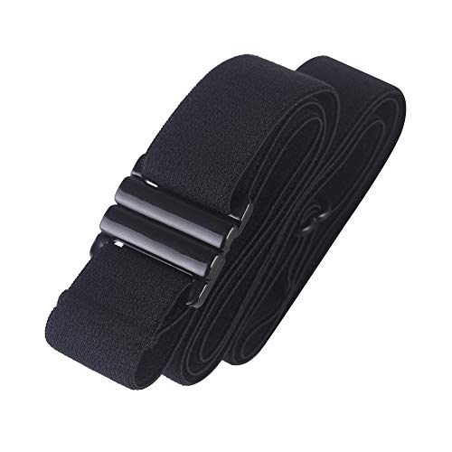 TIGHTS UP Adjustable, Gel Backing, Flat Buckle, Metal Free, Invisible Elastic Belt. Stretch Belt for Women and Men | Black Belt
