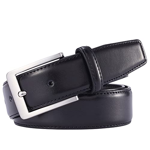 XOUXOU Men's Casual Leather Jeans Belts Classic Work Business Dress Belt with Prong Buckle for Men (Black (S101), 38 (Waist 36))