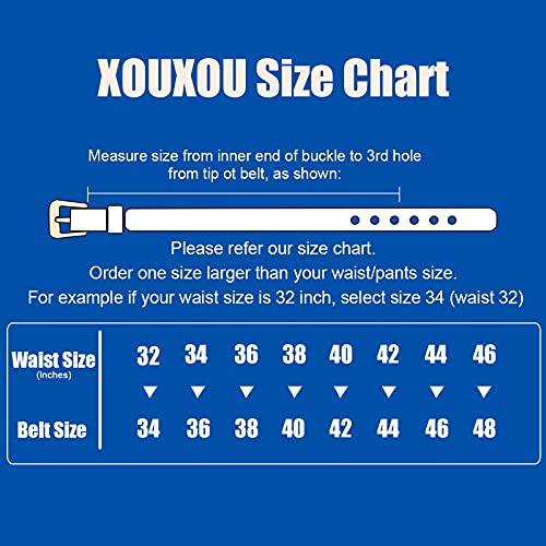 XOUXOU Men's Casual Leather Jeans Belts Classic Work Business Dress Belt with Prong Buckle for Men (Black (S101), 38 (Waist 36))