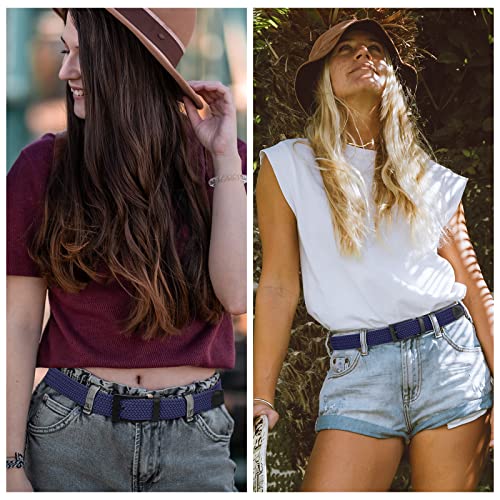 FAIRWIN Braided Stretch Mens Elastic Belt Fabric Cloth Jeans Canvas 1 3/8" Casual Belt Woven Web Golf Belts for Men Belts