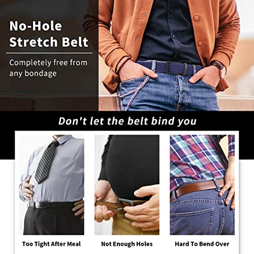 FAIRWIN Braided Stretch Mens Elastic Belt Fabric Cloth Jeans Canvas 1 3/8" Casual Belt Woven Web Golf Belts for Men Belts
