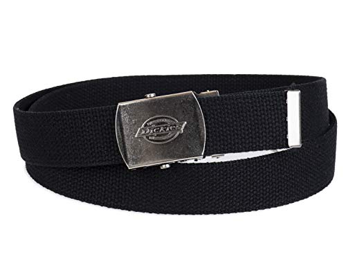 Dickies Cotton Web Belt with Military Logo Buckle, Black, One Size