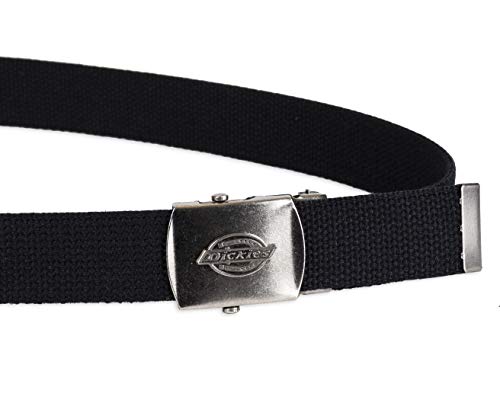 Dickies Cotton Web Belt with Military Logo Buckle, Black, One Size