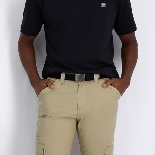 Dickies Cotton Web Belt with Military Logo Buckle, Black, One Size