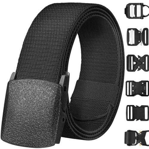 TECEUM Tactical Belt – Black B2 M – Heavy-Duty Military, Work, Hiking,Rigger, Utility, EDC Men’s Belts – Quick-Release – Nylon Web