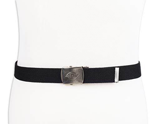 Dickies Cotton Web Belt with Military Logo Buckle, Black, One Size