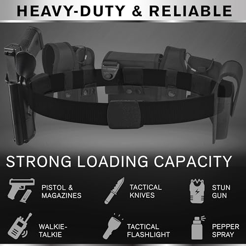 TECEUM Tactical Belt – Black B2 M – Heavy-Duty Military, Work, Hiking,Rigger, Utility, EDC Men’s Belts – Quick-Release – Nylon Web