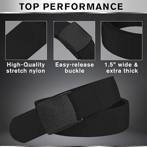 TECEUM Tactical Belt – Black B2 M – Heavy-Duty Military, Work, Hiking,Rigger, Utility, EDC Men’s Belts – Quick-Release – Nylon Web
