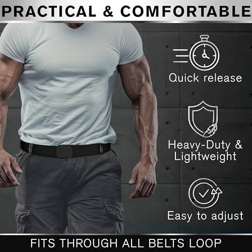 TECEUM Tactical Belt – Black B2 M – Heavy-Duty Military, Work, Hiking,Rigger, Utility, EDC Men’s Belts – Quick-Release – Nylon Web
