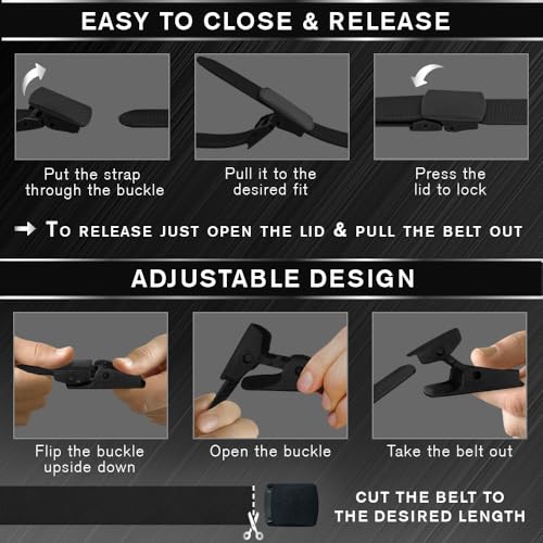 TECEUM Tactical Belt – Black B2 M – Heavy-Duty Military, Work, Hiking,Rigger, Utility, EDC Men’s Belts – Quick-Release – Nylon Web