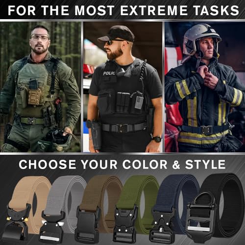 TECEUM Tactical Belt – Black B2 M – Heavy-Duty Military, Work, Hiking,Rigger, Utility, EDC Men’s Belts – Quick-Release – Nylon Web