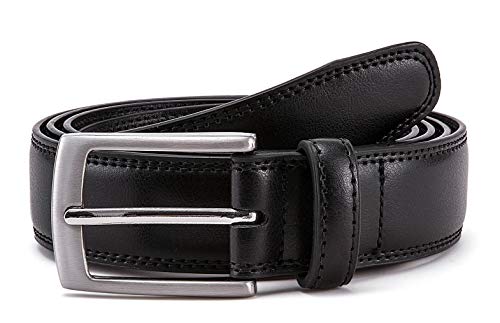 MILORDE Men Black Belts, Fashion & Classic Design for Dress and Causal (Size 34 (Waist 32), Basic Black)