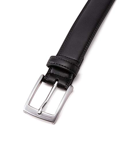 MILORDE Men Black Belts, Fashion & Classic Design for Dress and Causal (Size 34 (Waist 32), Basic Black)
