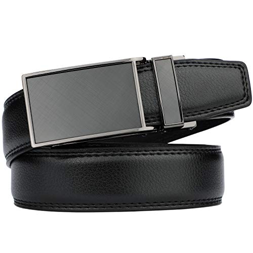 HIMI Men's Comfort Genuine Leather Ratchet Dress Belt with Automatic Click Buckle (Suit Pant Size 28"-44", Style 1 -Black)