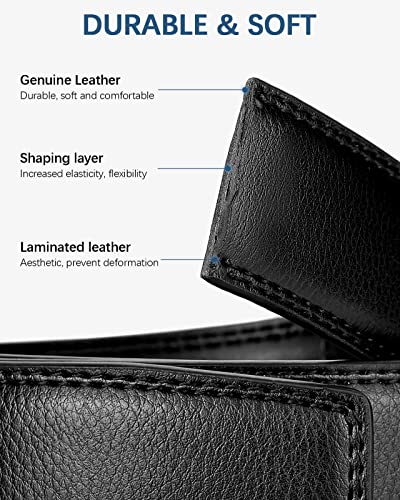 BOSTANTEN Mens Belt Leather 2 Pack Ratchet Belt For Men Dress and Casual with Adjustable Buckle, Trim to Fit