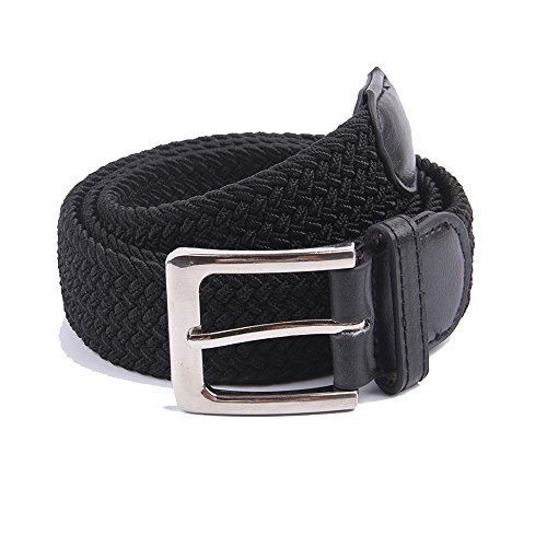 Gelante Canvas Elastic Fabric Woven Stretch Multicolored Braided Belts 2041-Black-M