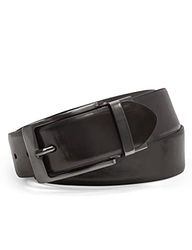 Steve Madden Men's Dress Casual Every Day Leather Belt, Black/Brown (Burnished), 34