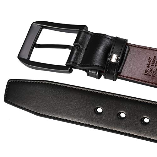 beltox fine Men’s Casual Leather Jeans Belts 1 1/2” Wide 4MM Thick Alloy Prong Buckle Work Dress Belt for Men（Black Belt with Black Buckle，32-34）