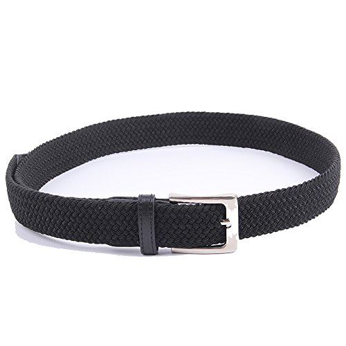 Gelante Canvas Elastic Fabric Woven Stretch Multicolored Braided Belts 2041-Black-M