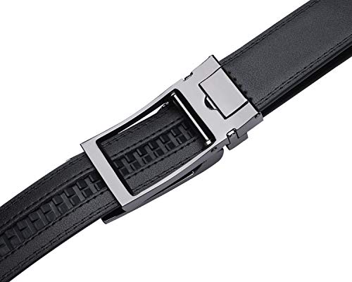 HIMI Men's Comfort Genuine Leather Ratchet Dress Belt with Automatic Click Buckle (Suit Pant Size 28"-44", Style 1 -Black)